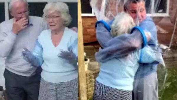 Neto faz cortina para abraçar avó na quarentena: emoção