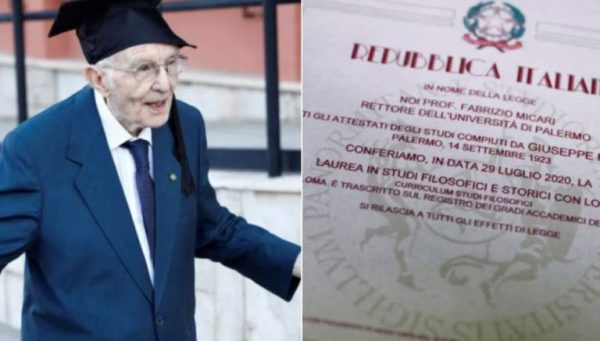 Aos 96 anos, aposentado realiza sonho e se forma em universidade na Itália