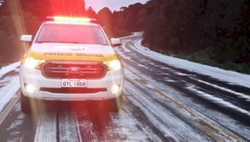 Polícia Militar Rodoviária alerta para os riscos de gelo na pista